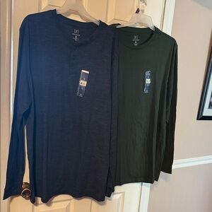 George Men's Long-Sleeve Henley & Crew Neck tee shirts; size: 3XLT. You get both